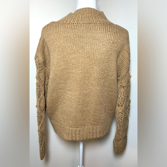 NWT Skies Are Blue Mock Neck Crochet Sweater Camel Women Size Small - Picture 2 of 8